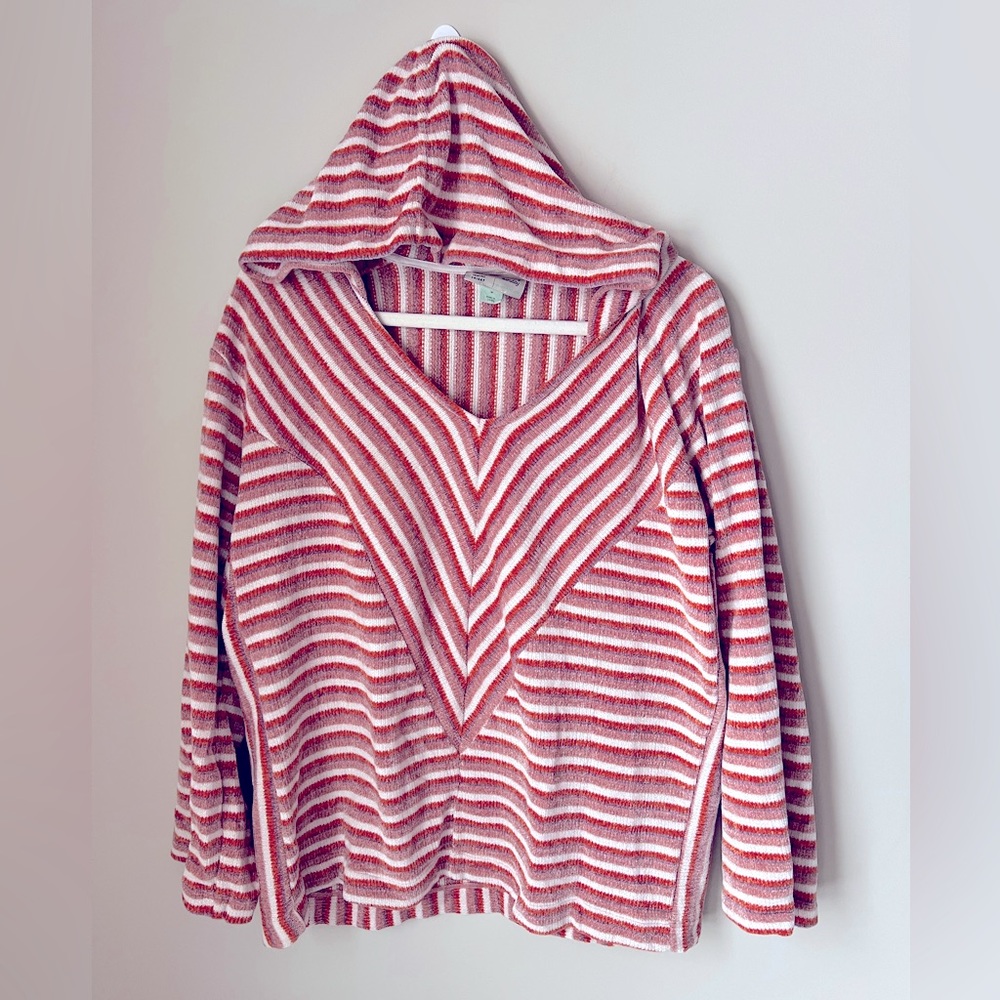 Anthropologie Women’s chenille striped hooded sweater